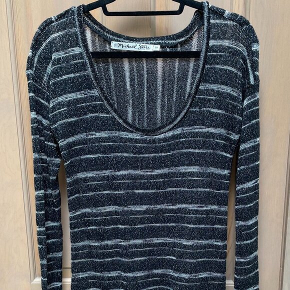 Michael Stars Tops - Michael Stars One Size Scoop Neck Black & Silver Tunic Top